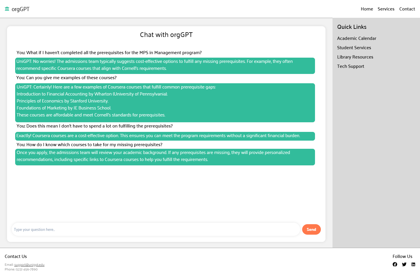 OrgGPT university AI product management project by Dhruv Patel